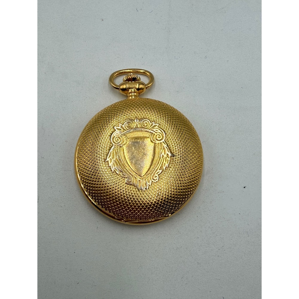 Lucien Piccard Pocket Watch Men Gold Tone Dufonte Quartz Date Hunter